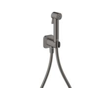 hansgrohe AXOR Bidette Showers Bidette Douchette à main 1jet EcoSmart, softsquare, pour eau froide, avec support de douche et flexibles de douche de 1,25m, 29241330, Couleur: Chrome noir poli