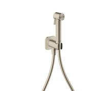 hansgrohe AXOR Bidette Showers Bidette Douchette à main 1jet EcoSmart, softsquare, pour eau froide, avec support de douche et flexibles de douche de 1,25m, 29241820, Couleur: Nickel brossé