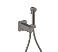 hansgrohe AXOR Bidette Showers Bidette Douchette à main 1jet EcoSmart, softsquare, pour eau mitigée, avec support de douche et flexibles de douche de 1,25m, 29243330, Couleur: Chrome noir poli