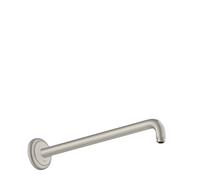 bras de douche hansgrohe 27348800 389mm, angle 90 degrés, montage mural, optique inox