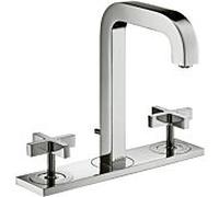 hansgrohe AXOR Citterio Mélangeur lavabo 3 trous AXOR 170, vidage escamotable, bec verseur 140mm, poignées croisées, plaque de fixation, 39134000, Couleur: chrome