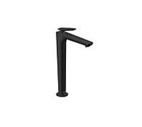 hansgrohe AXOR Citterio C Mitigeur monocommandé pour lavabo 250, avec CoolStart et garniture d'écoulement, Cubic cut, 49051670, Couleur: noir mat