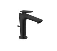 hansgrohe AXOR Citterio C Mitigeur monocommandé pour lavabo 125, avec CoolStart et vidage à tirette, Cubic cut, 49031670, Couleur: noir mat