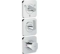 hansgrohe AXOR Citterio C Module thermostatique 380/120 encastré avec rosaces pour 3 consommateurs, coupe cubique, 49711000, Couleur: chrome