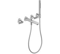 hansgrohe AXOR Citterio C Robinetterie de baignoire 3 trous encastrée pour montage mural, avec douchette à main, Cubic cut, 49481000, Couleur: chrome
