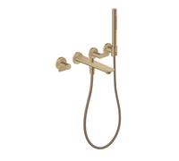 hansgrohe AXOR Citterio C Robinetterie de baignoire 3 trous encastrée pour montage mural, avec douchette à main, Cubic cut, 49481140, Couleur: Bronze brossé