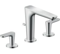 hansgrohe AXOR Citterio C robinetterie de lavabo 3 trous 125, avec vidage à tirette, Cubic cut, 49061000, Couleur: chrome