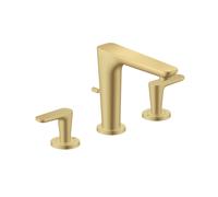 hansgrohe AXOR Citterio C robinetterie de lavabo 3 trous 125, avec vidage à tirette, Cubic cut, 49061250, Couleur: Optique or brossé