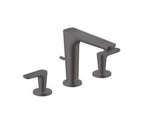 hansgrohe AXOR Citterio C robinetterie de lavabo 3 trous 125, avec vidage à tirette, Cubic cut, 49061340, Couleur: Chrome noir brossé