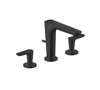 hansgrohe AXOR Citterio C robinetterie de lavabo 3 trous 125, avec vidage à tirette, Cubic cut, 49061670, Couleur: noir mat