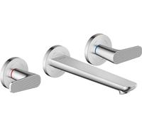 hansgrohe AXOR Citterio C robinetterie de lavabo 3 trous encastrée pour montage mural, bec 195mm, Cubic cut, 49071000, Couleur: chrome