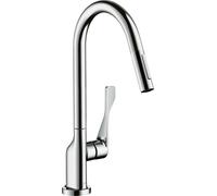 hansgrohe AXOR Citterio DN15 Mitigeur monocommande de cuisine DN15 250 avec douchette coulissante, 39835820, Couleur: Nickel brossé