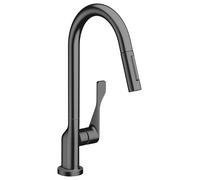 hansgrohe AXOR Citterio DN15 Mitigeur monocommande de cuisine DN15 250 avec douchette coulissante, 39835340, Couleur: Chrome noir brossé
