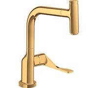 hansgrohe AXOR Citterio DN15 Mitigeur monocommande de cuisine Select 230 avec bec extractible, 39861990, Couleur: Optique en or poli