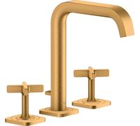 hansgrohe AXOR Citterio E Mélangeur lavabo 3 trous 170 avec vidage automatique et rosettes, 36108250, Couleur: Optique or brossé