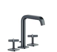 hansgrohe AXOR Citterio E Mélangeur lavabo 3 trous 170 avec vidage automatique et rosettes, 36108330, Couleur: Chrome noir poli