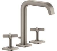 hansgrohe AXOR Citterio E Mélangeur lavabo 3 trous 170 avec vidage automatique et rosettes, 36108800, Couleur: Acier inoxydable Optic