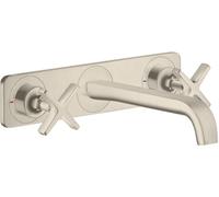 hansgrohe AXOR Citterio E Mélangeur lavabo encastré 3 trous avec plaque pour montage mural, 36115820, Couleur: Nickel brossé