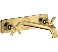 hansgrohe AXOR Citterio E Mélangeur lavabo encastré 3 trous avec plaque pour montage mural, 36115990, Couleur: Optique en or poli
