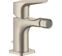 hansgrohe AXOR Citterio E Mitigeur monocommande de bidet avec béqu'ille et garniture de vidage, 36121820, Couleur: Nickel brossé