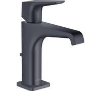 hansgrohe AXOR Citterio E Mitigeur monocommande de lavabo 125 avec béqu'ille et set de déchets, 36110340, Couleur: Chrome noir brossé