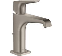 hansgrohe AXOR Citterio E Mitigeur monocommande de lavabo 125 avec béqu'ille et set de déchets, 36110800, Couleur: Acier inoxydable Optic