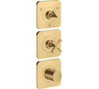 hansgrohe AXOR Citterio E module thermostatique 38 x 12 encastré pour 3 consommateurs avec 3 rosaces individuelles, 36704250, Couleur: Optique or brossé