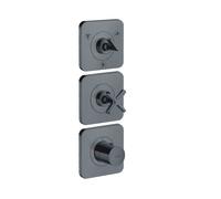 hansgrohe AXOR Citterio E module thermostatique 38 x 12 encastré pour 3 consommateurs avec 3 rosaces individuelles, 36704340, Couleur: Chrome noir brossé