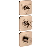 hansgrohe AXOR Citterio E module thermostatique 38 x 12 encastré pour 3 consommateurs avec 3 rosaces individuelles, 36704300, Couleur: Rouge poli or