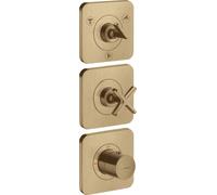 hansgrohe AXOR Citterio E module thermostatique 38 x 12 encastré pour 3 consommateurs avec 3 rosaces individuelles, 36704140, Couleur: Bronze brossé