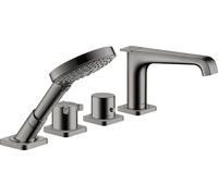 hansgrohe AXOR Citterio E Raccord d'arête de carrelage 4 trous avec thermostat, 36410330, Couleur: Chrome noir poli