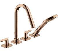 hansgrohe AXOR Citterio M Bord carrelé 4 trous avec béqu'illes et rosaces, 34454300, Couleur: Rouge poli or
