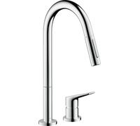 Hansgrohe Robinet de cuisine Axor Citterio M 34822000 chromé, douchette extractible, 2 trous