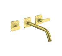 hansgrohe AXOR Citterio M Mitigeur lavabo 3 trous encastré pour montage mural avec bec verseur 226 mm, béqu'illes et rosaces, 34315950, Couleur: laiton brossé