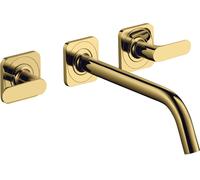 hansgrohe AXOR Citterio M Mitigeur lavabo 3 trous encastré pour montage mural avec bec verseur 226 mm, béqu'illes et rosaces, 34315990, Couleur: Optique en or poli