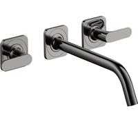 hansgrohe AXOR Citterio M Mitigeur lavabo 3 trous encastré pour montage mural avec bec verseur 226 mm, béqu'illes et rosaces, 34315330, Couleur: Chrome noir poli
