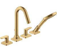 hansgrohe AXOR Citterio M Robinet de baignoire 4 trous avec béqu'illes et rosettes, 34444250, Couleur: Optique or brossé