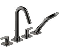 hansgrohe AXOR Citterio M Robinet de baignoire 4 trous avec béqu'illes et rosettes, 34444330, Couleur: Chrome noir poli