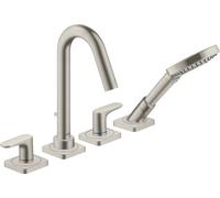 hansgrohe AXOR Citterio M Robinet de baignoire 4 trous avec béqu'illes et rosettes, 34444800, Couleur: Acier inoxydable Optic