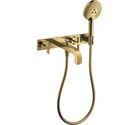 hansgrohe AXOR Citterio Mélangeur bain 3 trous avec poignées croisées, 39441990, Couleur: Optique en or poli