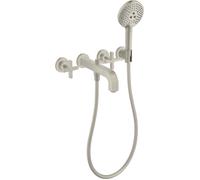hansgrohe AXOR Citterio Mélangeur bain 3 trous avec poignées croisées, 39447800, Couleur: Acier inoxydable Optic