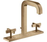 hansgrohe AXOR Citterio Mélangeur lavabo 3 trous AXOR 170, vidage escamotable, bec verseur 140mm, poignées croisées, plaque de fixation, 39134140, Couleur: Bronze brossé