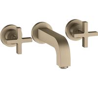 hansgrohe AXOR Citterio mitigeur lavabo 3 trous encastré, bec 162mm, poignées transversales, rosettes pour montage mural, 39313820, Couleur: Nickel brossé