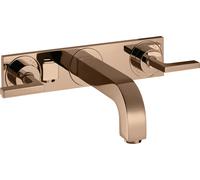 hansgrohe AXOR Citterio mitigeur lavabo 3 trous encastré, bec 222mm, béqu'illes, plaque pour montage mural, 39148300, Couleur: Rouge poli or