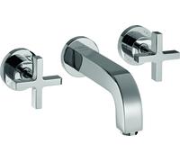hansgrohe AXOR Citterio mitigeur lavabo 3 trous encastré, bec 222mm, poignées transversales, rosettes pour montage mural, 39143000, Couleur: chrome