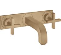 hansgrohe AXOR Citterio mitigeur lavabo 3 trous encastré, bec 226mm, poignées transversales, plaque pour montage mural, 39144140, Couleur: Bronze brossé