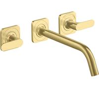 hansgrohe AXOR Citterio Mitigeur lavabo 3 trous encastré pour montage mural avec bec verseur 226 mm, béqu'illes et rosaces, 34315950, Couleur: laiton brossé