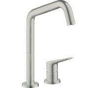 hansgrohe AXOR Citterio Mitigeur monocommandé 2 trous pour cuisine 240, bec pivotant Eco, 34823800, Couleur: Acier inoxydable Optic