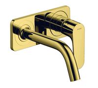 hansgrohe AXOR Citterio Mitigeur monocommande de lavabo encastré avec plaque et bec court Montage mural, 34112990, Couleur: Optique en or poli