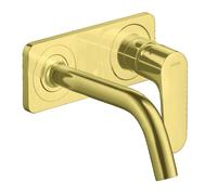 hansgrohe AXOR Citterio Mitigeur monocommande de lavabo encastré avec plaque et bec court Montage mural, 34112950, Couleur: laiton brossé